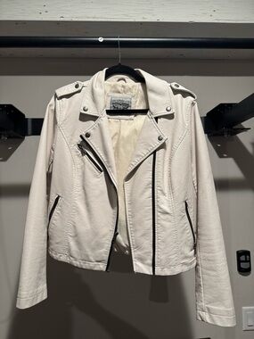 Levi's Cream Faux-Leather Moto Jacket
